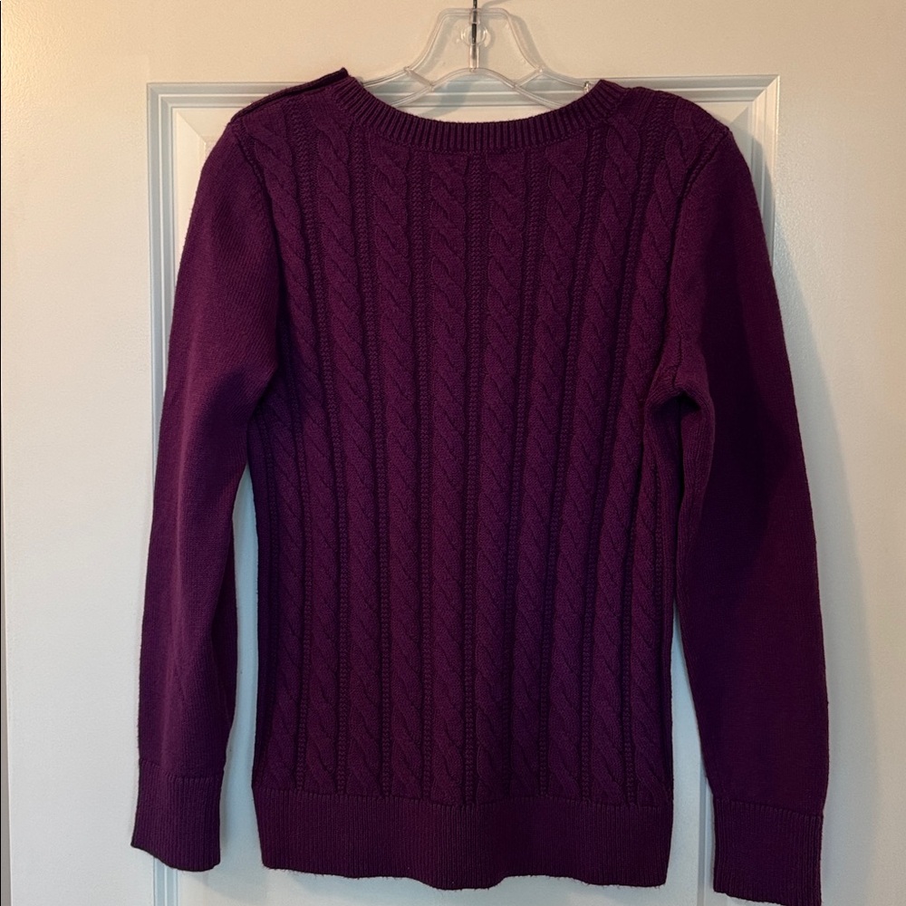 Talbots crewneck cable knit sweater - Small - Magenta - Picture 3 of 6